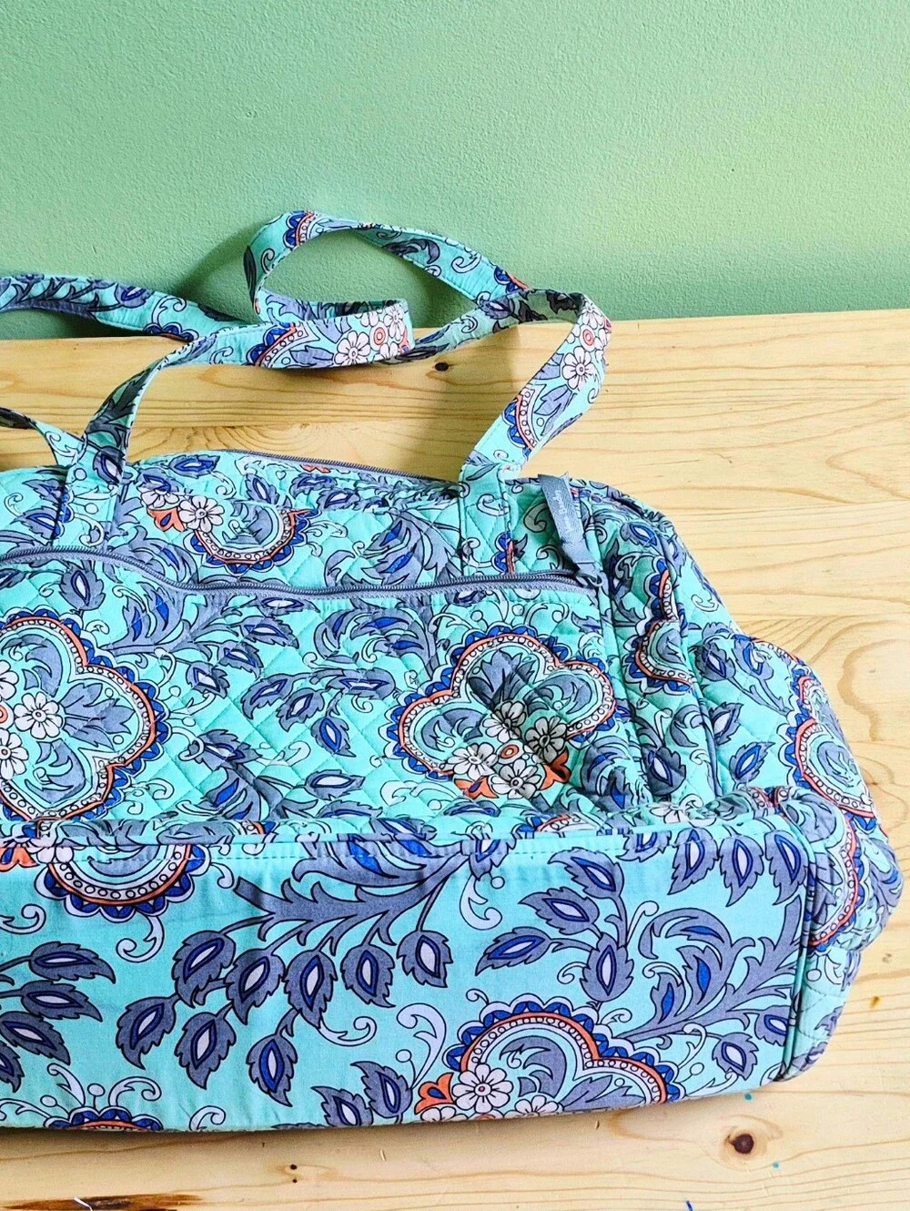 Vera Bradley Quilted Paisley Baby Bag in Aqua and Purple